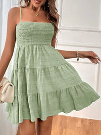 Women’s Sleeveless Tiered Dress – Lightweight Casual Smocked Cami Dress for Beach & Vacations