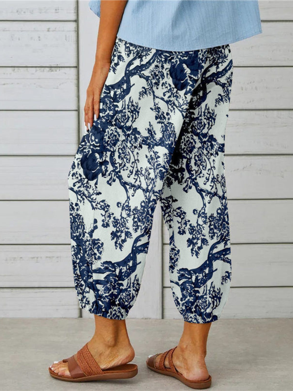 Printed Tied Cropped Pants Trandify deal