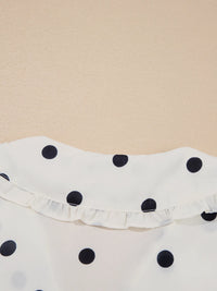 Polka dot collared puff sleeve peplum top for women – trendy vintage blouse – TrandifyDeal