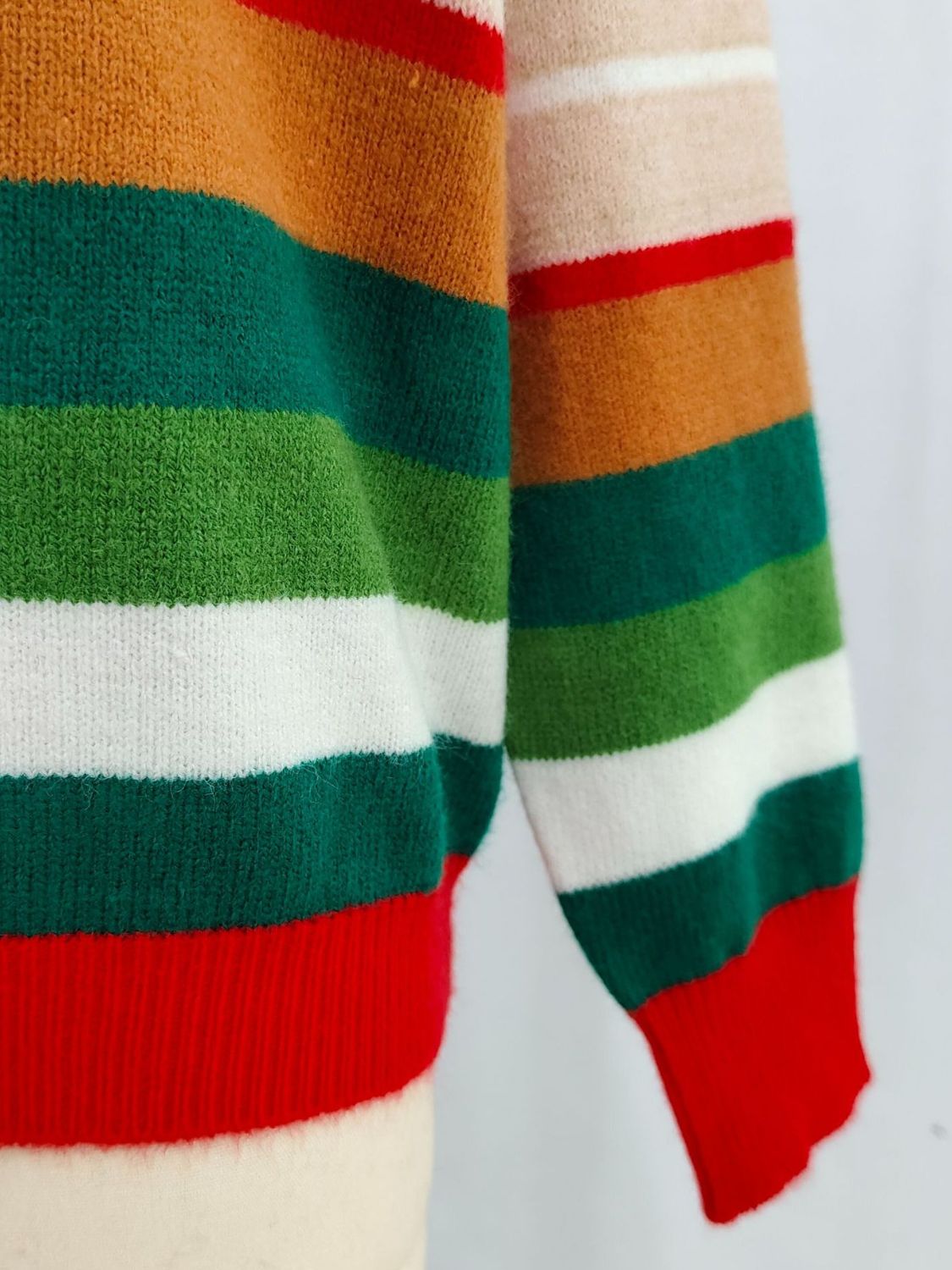 Contrast Striped Round Neck Long Sleeve Sweater Trandify Deal