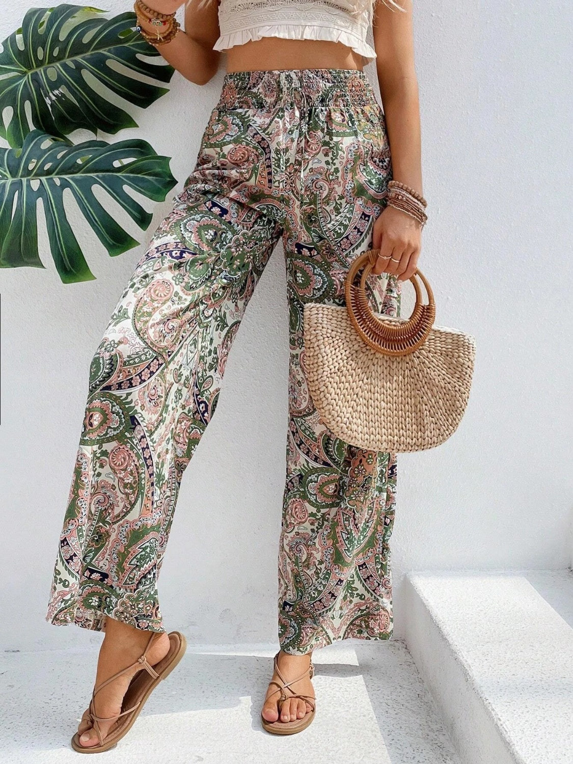 Printed Wide Leg Pants Trandify deal