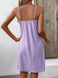Ivy Lane Textured V-Neck Sleeveless Mini Cami Dress Trandify Deal