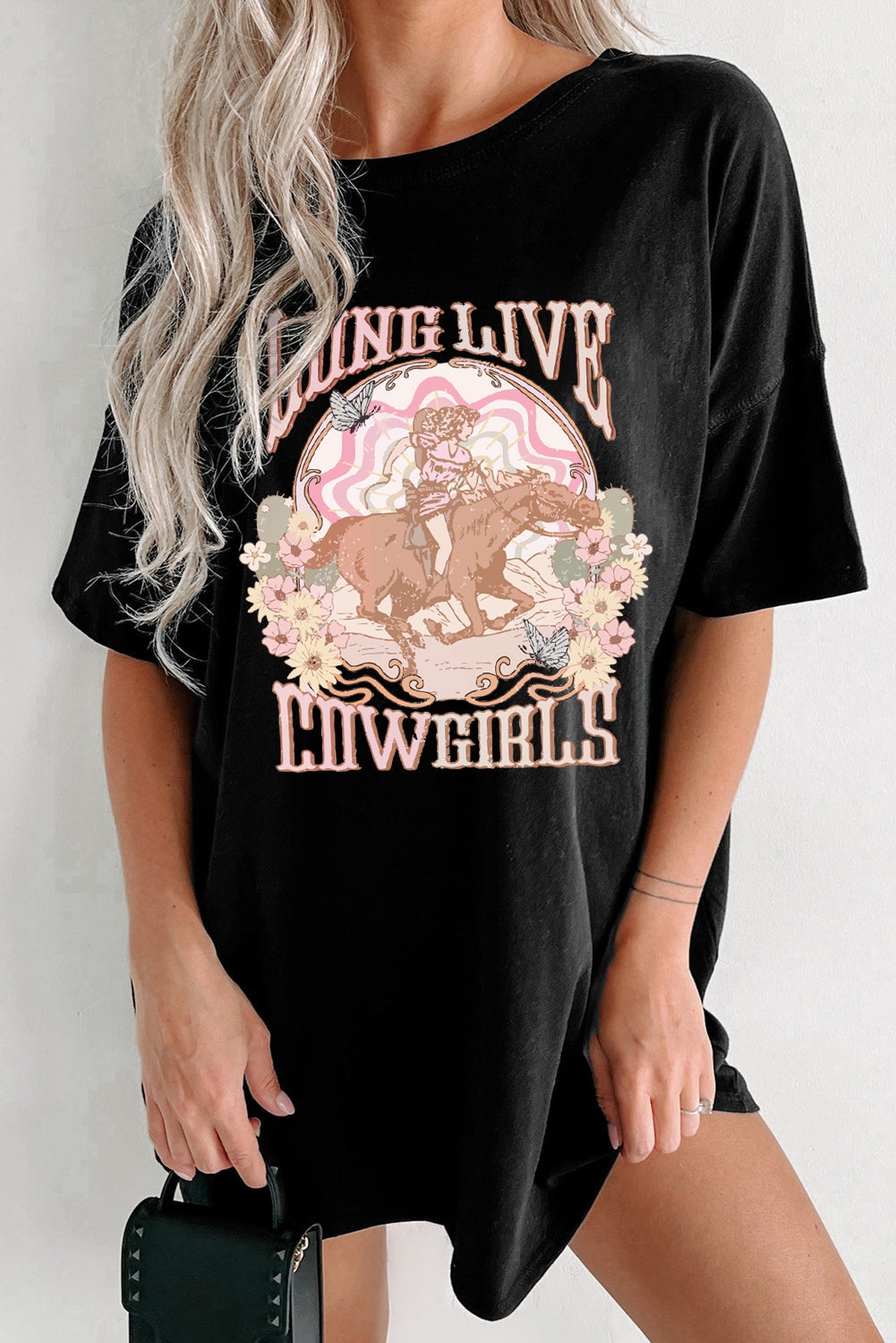Graphic Round Neck Half Sleeve Oversize T-Shirt Trendsi