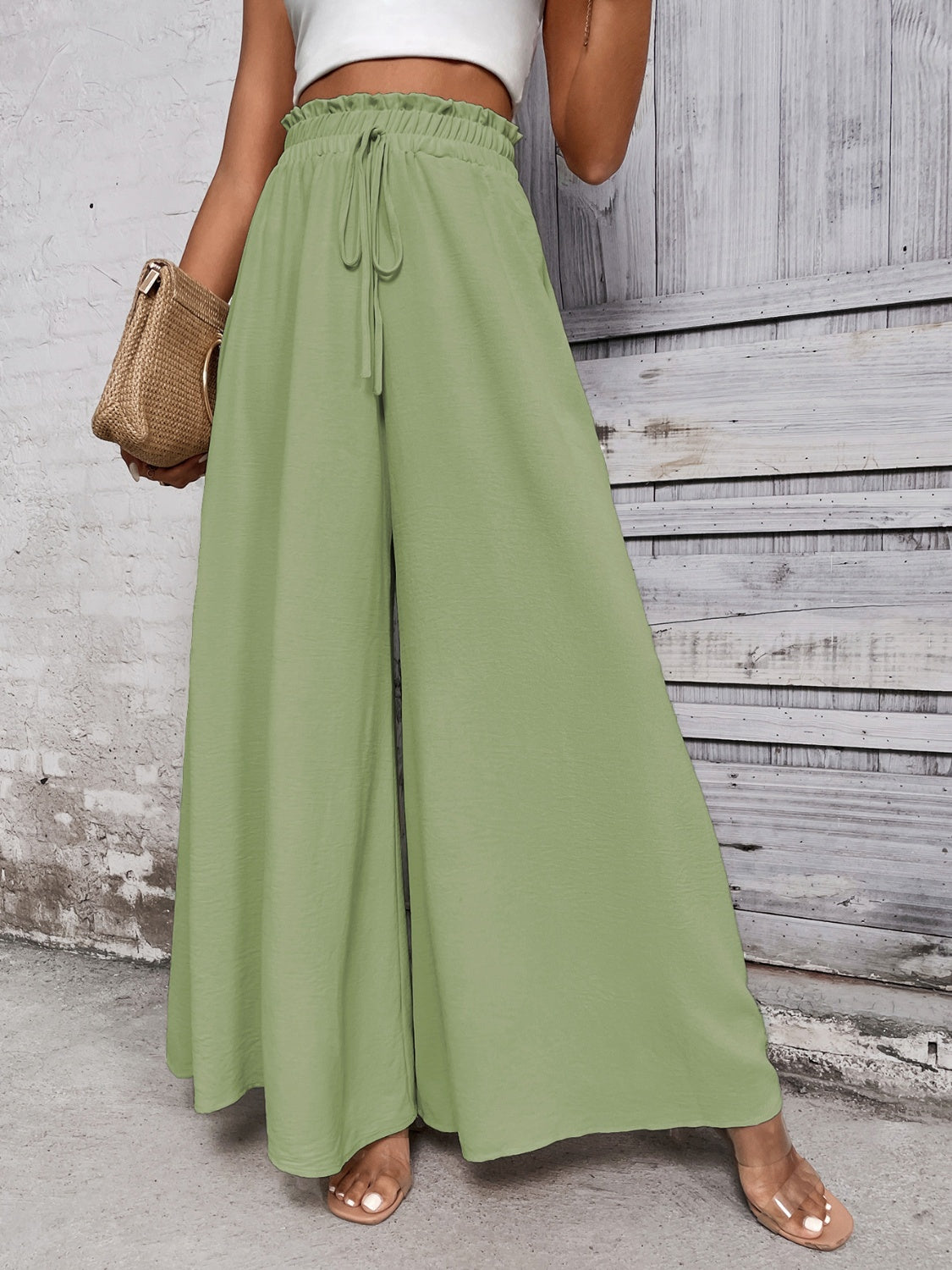 Tied High Waist Wide Leg Pants Trandify deal