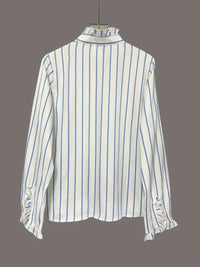 Trendy striped women's blouse with frill detail – long sleeve casual top for 2025 fashion