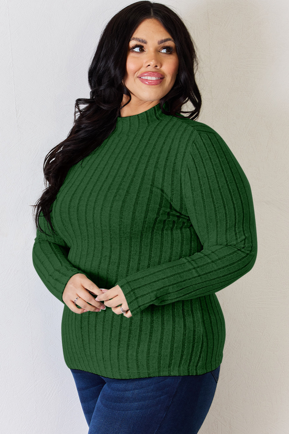 Basic Bae Full Size Ribbed Mock Neck Long Sleeve T-Shirt Trandify Deal