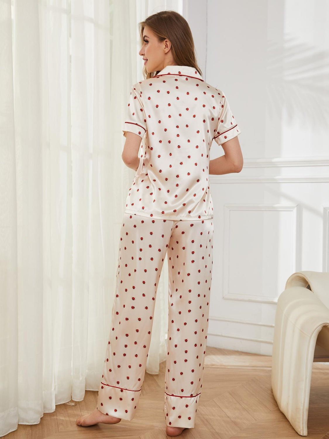 Contrast Piping Pocketed Top and Pants Lounge Set Trandify deal