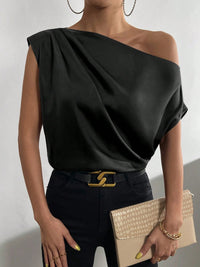 Ruched Single Shoulder Blouse Trandify deal