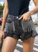 Distressed Fringe Denim Shorts with Pockets Trandify deal