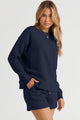 Double Take Full Size Texture Long Sleeve Top and Drawstring Shorts Set Trandify Deal