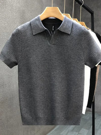 Men's Plus Size Textured Knit Polo Shirt - Ribbed Slim Fit