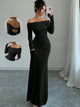 Sexy off-shoulder long sleeve bodycon maxi dress for women, perfect for night out and date nights