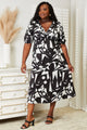 Printed Surplice Balloon Sleeve Dress Trandify deal