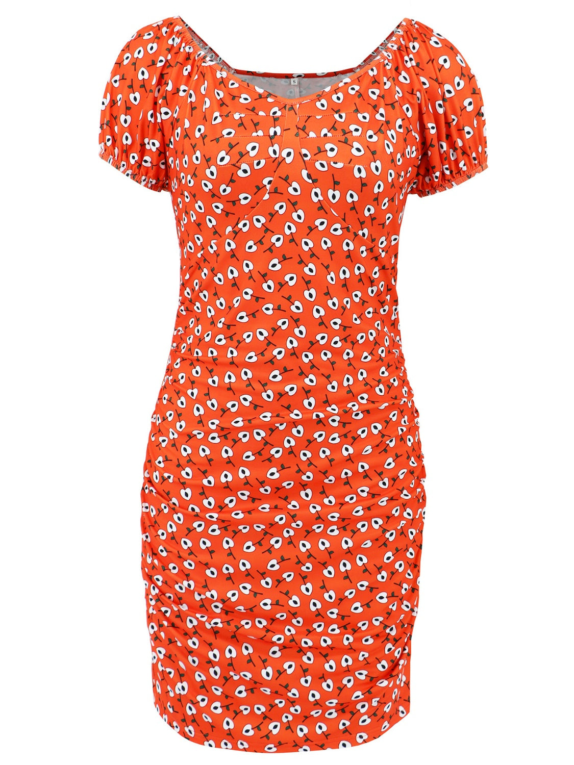 Printed V-Neck Short Sleeve Mini Dress Trandify deal