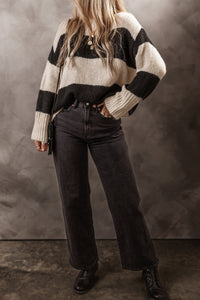 Color Block Round Neck Sweater Trandify Deal