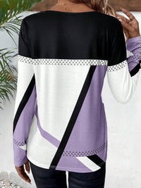Contrast Round Neck Long Sleeve T-Shirt Trandify Deal
