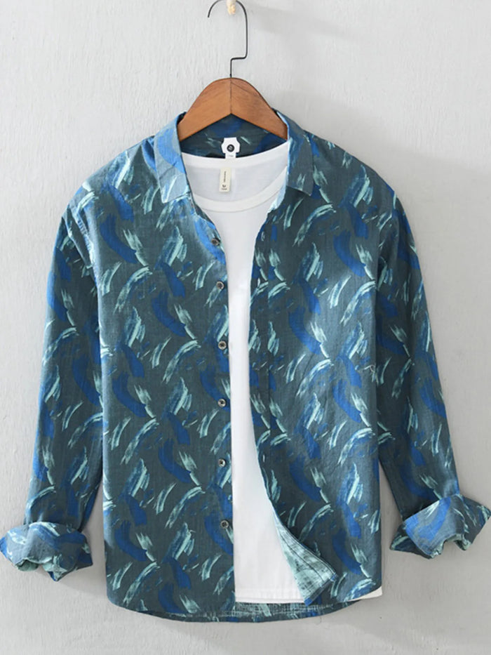 Men’s Plus Size Hawaiian Shirt – Tropical Floral Print Long Sleeve Button-Up for Big & Tall