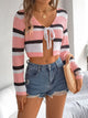 Tied Openwork Long Sleeve Knit Top Trandify deal