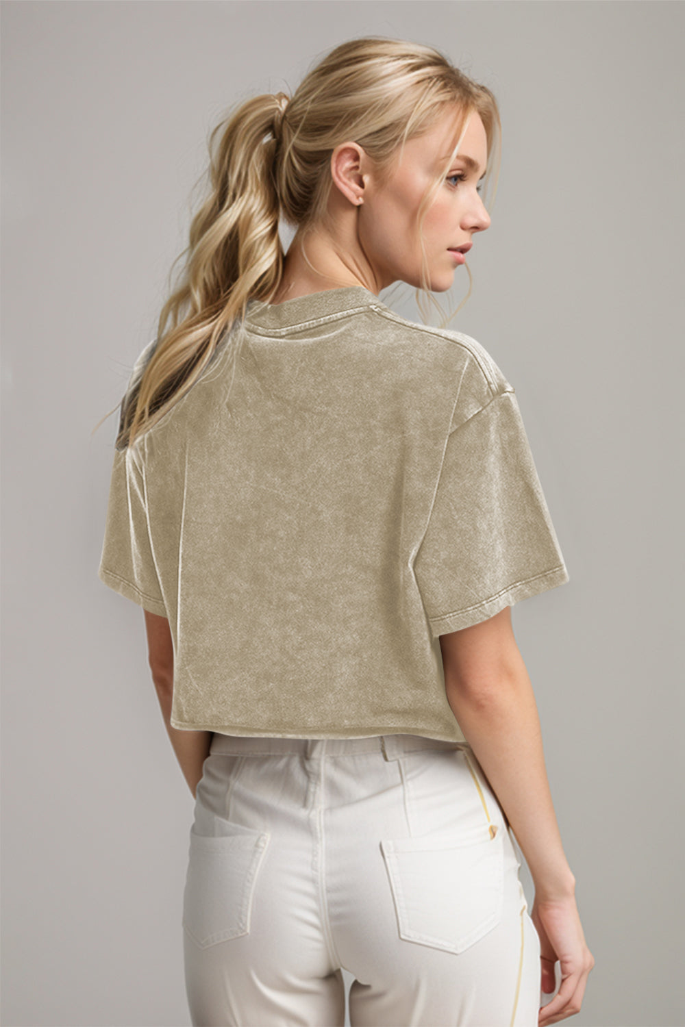Basic Bae Round Neck Dropped Shoulder Short Sleeve T-Shirt Trandify Deal