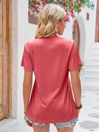 Double Take Ruched V-Neck Short Sleeve T-Shirt Trandify deal