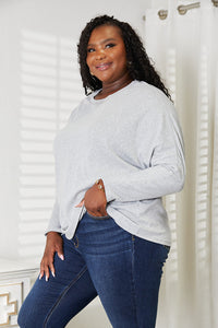 Double Take Seam Detail Round Neck Long Sleeve Top Trandify Deal