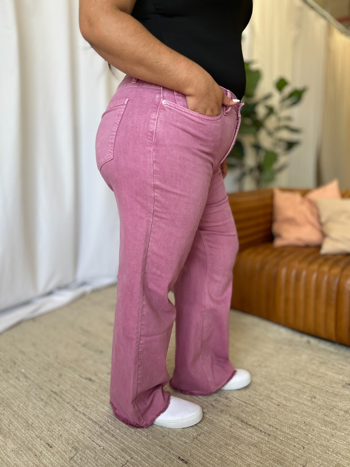 RFM Full Size High Rise Garment Dye Wide Leg  Jeans Trandify Deal