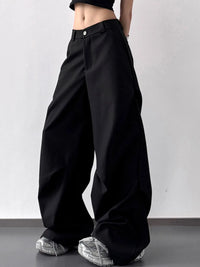 Plus size wide leg pants for women – breathable relaxed fit trousers in black