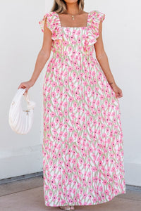 Women’s Summer Floral Dress with Square Neckline