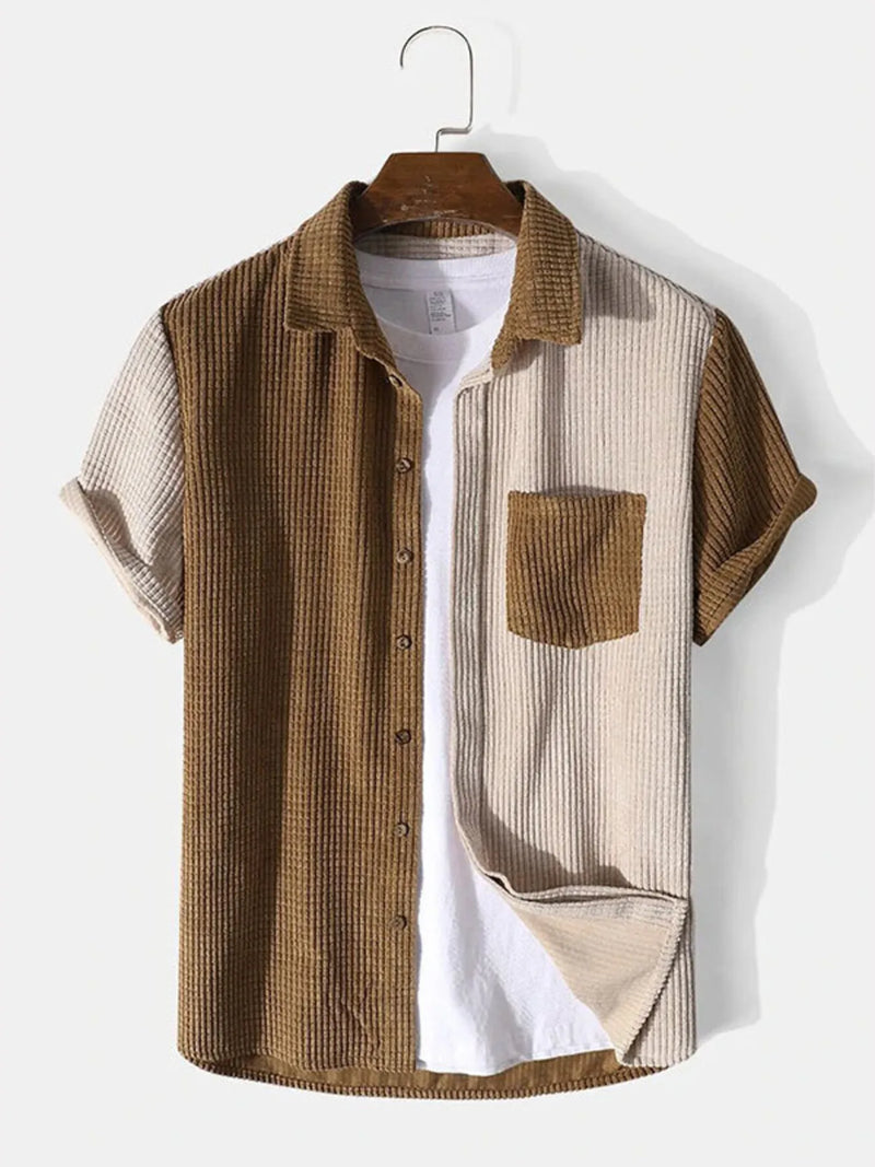 Men's Contrast Trim Short Sleeve Shirt & Athletic Shorts Set – Plus Size Summer Casual Outfit