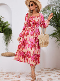 Printed Long Sleeve Midi Dress Trandify Deal
