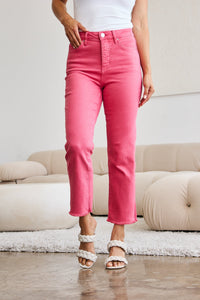 RFM Full Size Tummy Control High Waist Raw Hem Jeans Trandify deal