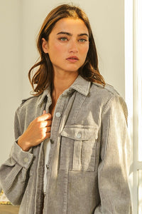 BiBi Button Up Corduroy Shacket Trandify Deal