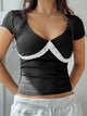 Women's white lace trim t-shirt front view casual style