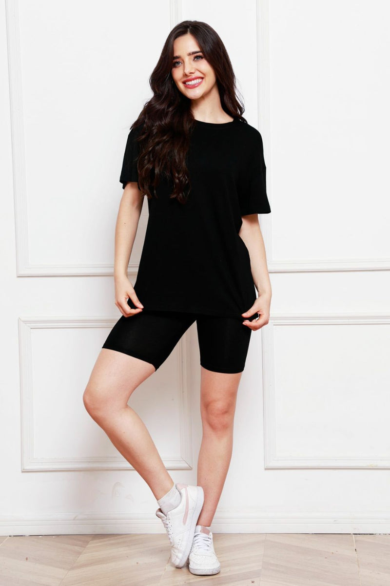 Round Neck Short Sleeve T-Shirt and Shorts Set Trandify deal