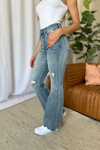 Judy Blue Full Size Medium Rise Tummy Control Destroy Flare Trandify Deal