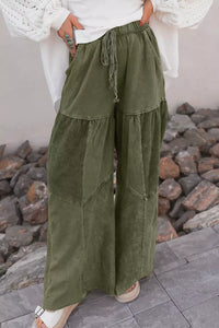 Women's Cotton Tiered Wide Leg Pants with Drawstring