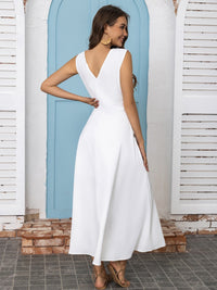 Full Size Slit V-Neck Sleeveless Midi Dress Trandify deal