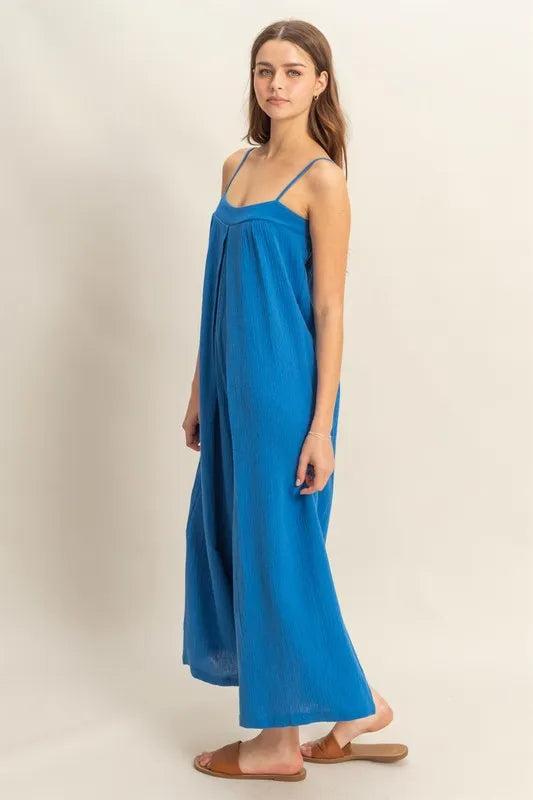 Breathable Boho Jumpsuit with Adjustable Straps – Trendy & Comfortable