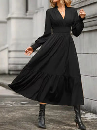 Ruched Midi Dress Long Sleeve Tiered Bodycon - Regular & Plus Size