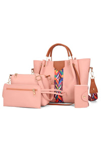 Women’s 4-Piece Geometric Strap Bag Set in trendy designs – Crossbody and Shoulder Bags