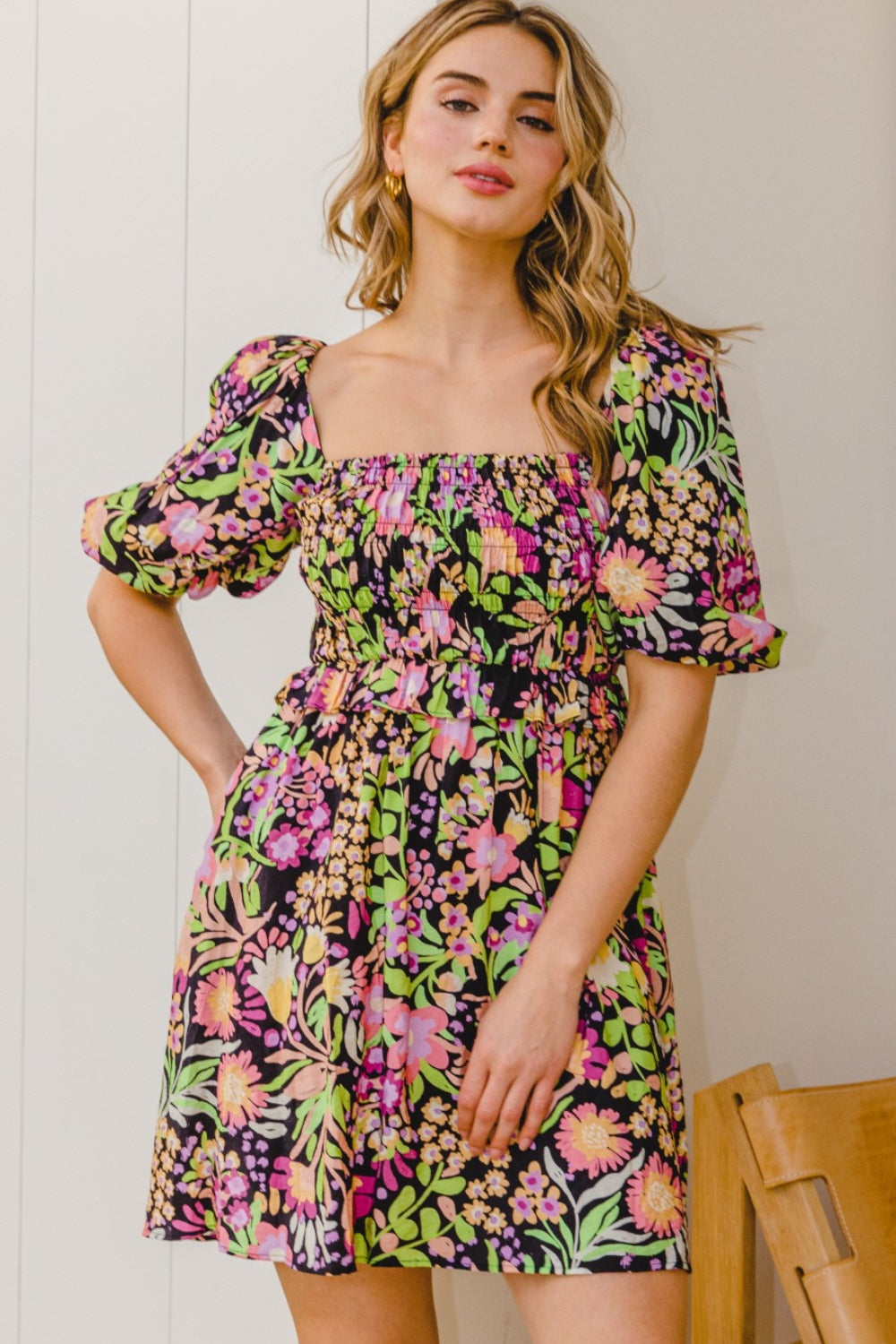 ODDI Full Size Floral Tie-Back Mini Dress Trandify deal