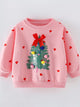 Kids Christmas Sweatshirt with Tree Applique Holiday Top