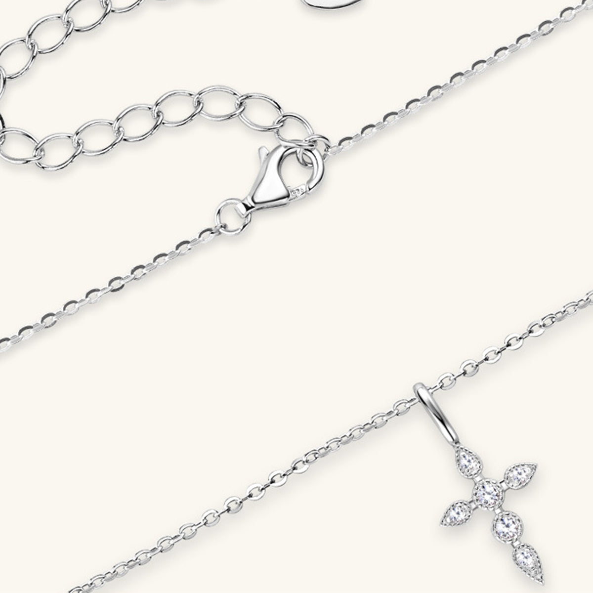 925 Sterling Silver Moissanite Cross Pendant Necklace Trandify Deal