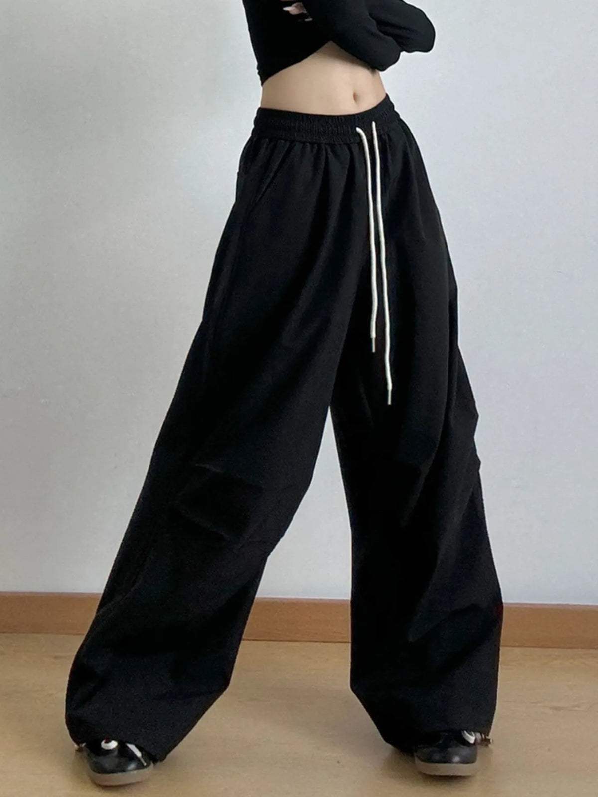 Women’s oversized wide leg drawstring pants in pink – boho chic high-waisted lounge pants
