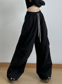 Women’s oversized wide leg drawstring pants in pink – boho chic high-waisted lounge pants