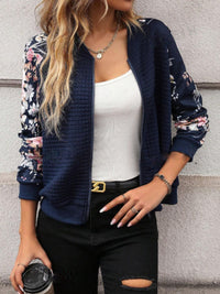 Printed Zip Up Long Sleeve Jacket Trandify Deal