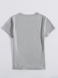 Letter Graphic Round Neck Short Sleeve T-Shirt Trandify deal