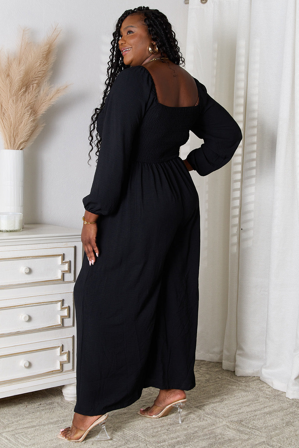 Double Take Square Neck Jumpsuit with Pockets Trandify deal