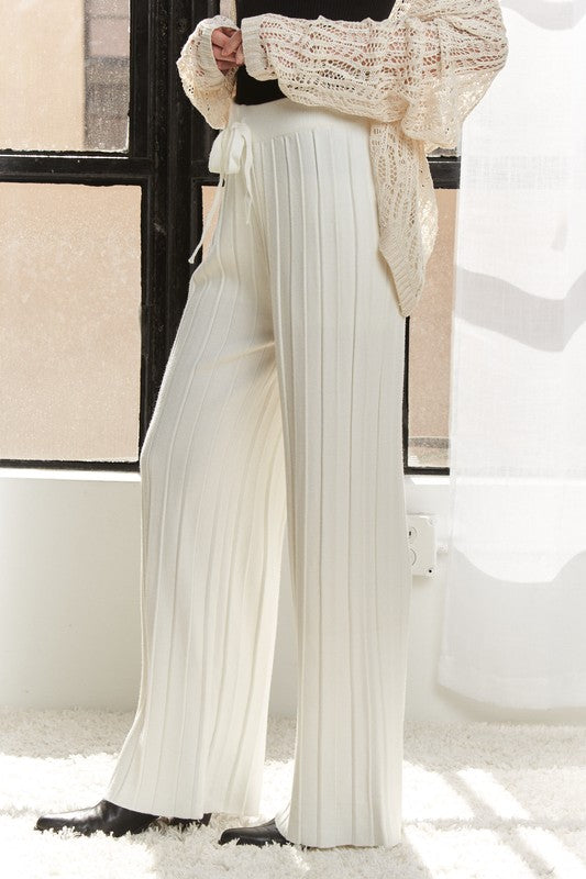 ADORA Tied Wide Leg Knit Pants Trandify deal