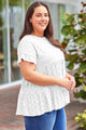 Plus Size Eyelet Round Neck Short Sleeve Blouse Trandify deal